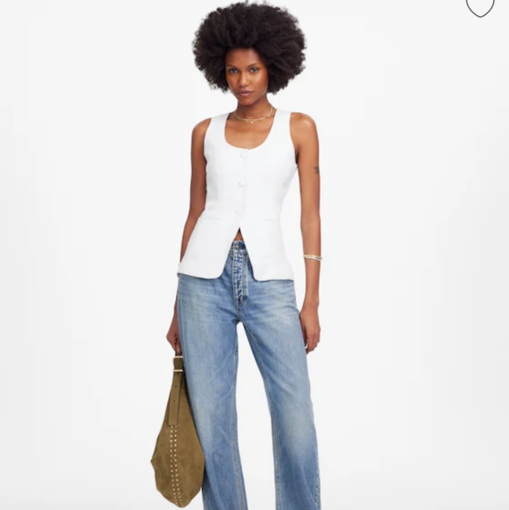 Madewell 100% Linen Scoopneck Cutaway Vest NV834 Size 00 NWT